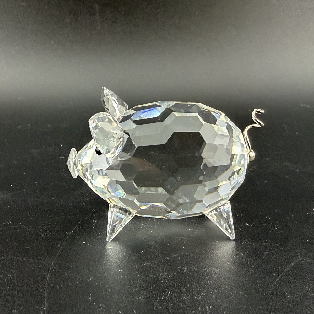 Swarovski Crystal Mini Pig Figurine Vintage Wire Curly Tail Collectible Animal